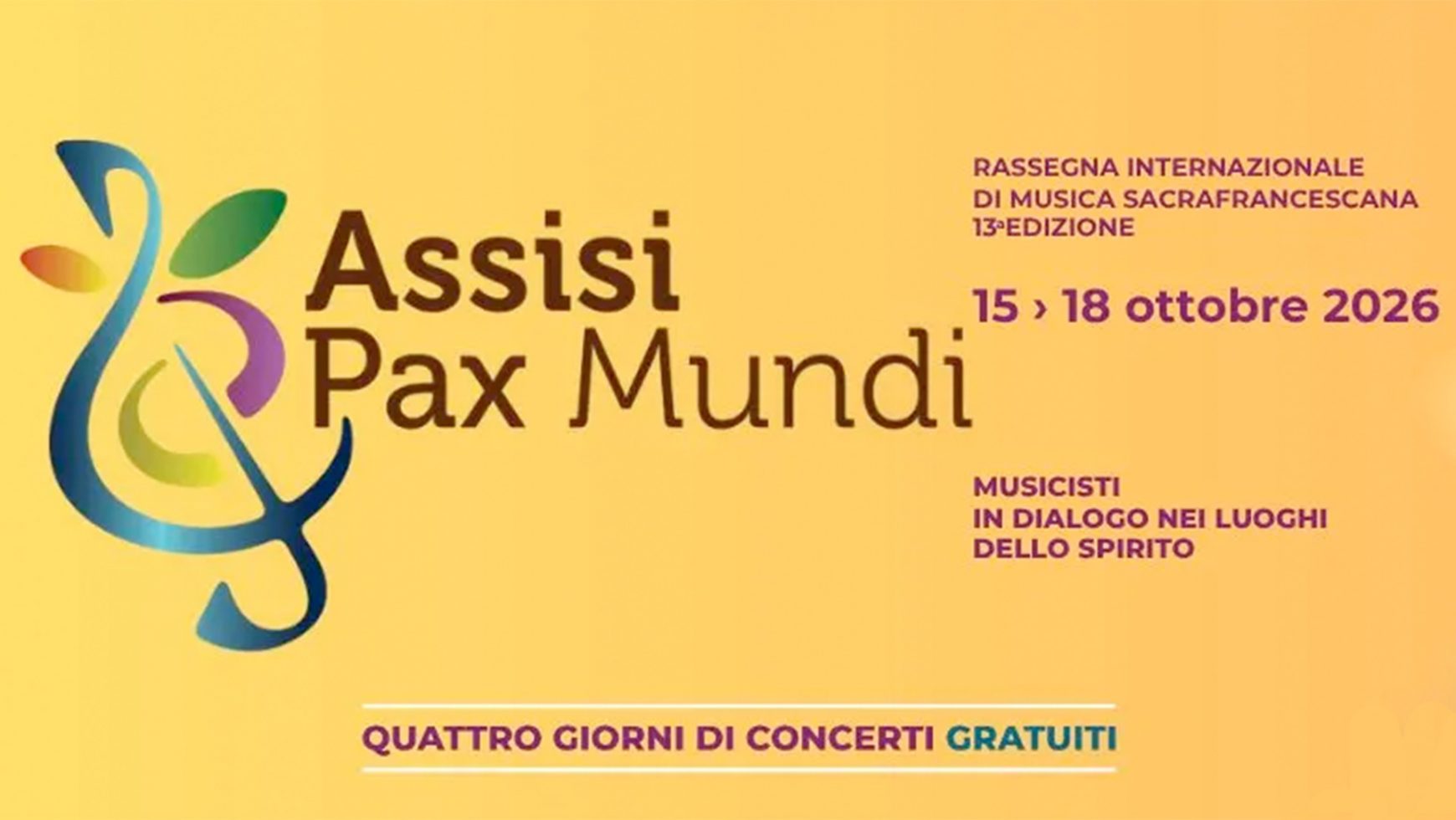 Assisi Pax Mundi 15-18 ottobre 2026 – XIII edizione